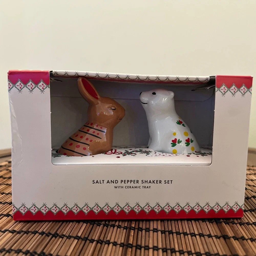 Cath Kidston Of London Salt Pepper Shakers & Tray Rabbit Polar Bear